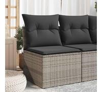 RMIHSJG Divano da giardino senza braccioli con cuscino, grigio polyrattan PE rattan, set di mobili per esterni, rivestimento rimovibile, design modulare, mobili da giardino, divano, poltrona