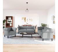 RMIHSJG Divano da soggiorno 3 pezzi grigio chiaro tessuto divano mobile moderno con rivestimento traspirante e imbottitura in schiuma per un comfort ottimale e una struttura durevole