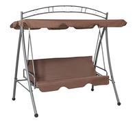 RMIHSJG Dondolo Hollywood con funzione letto e tetto, marrone caffè, altalena da giardino con tettuccio parasole e arco decorato per terrazza, giardino o balcone, 1 panca a dondolo, 1 grande