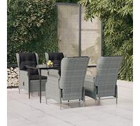 RMIHSJG Gruppo da giardino 5 pezzi grigio chiaro polyrattan con rattan PE e telaio in acciaio per terrazze. Goditi un pasto piacevole o il tè pomeridiano in ambienti esterni