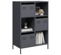 RMIHSJG Highboard antracite, 68 x 39 x 103,5 cm, in acciaio, con cassetto, molto spazio per libreria, soggiorno, camera da letto, ufficio