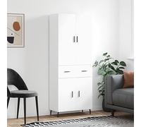 RMIHSJG Highboard bianco 69,5 x 34 x 180 cm Armadio in legno con piedini in metallo e porte pratiche per molto spazio, materiale durevole con superficie liscia, resistenza