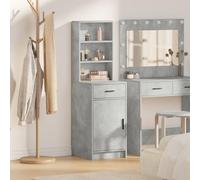 RMIHSJG Highboard grigio cemento, 40 x 41 x 135 cm, materiale in legno con molti scaffali, grande cassetto e porta per una conservazione versatile come buffet o spazio di archiviazione, design moderno