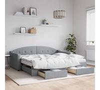 RMIHSJG Lettino allungabile con cassetti grigio chiaro 90 x 190 cm come divano letto 2 in 1 e letto per gli ospiti, rivestimento in tessuto resistente e struttura robusta con due cassetti