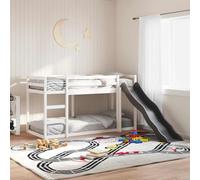 RMIHSJG Letto a castello con scivolo e scala, bianco 90 x 200 cm, in legno massello di pino, robusto letto a soppalco con ringhiera di sicurezza e letto a pavimento, soluzione di stoccaggio, stabile