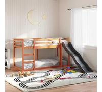 RMIHSJG Letto a castello con scivolo e scala in legno di pino, 75 x 190 cm, marrone cera, ringhiera di sicurezza su 4 lati e sottotetto a pavimento per un uso ottimale dello spazio, robusto