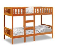 RMIHSJG Letto a castello in legno massello di pino 90 x 200 cm, marrone cerato con scaletta e protezione dalle cadute, letto matrimoniale salvaspazio per ospiti e famiglie, struttura stabile per