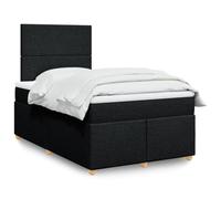 RMIHSJG Letto a molle con materasso 120 x 190 cm, in tessuto nero, testiera regolabile in altezza, materasso a molle insacchettate per una tenuta ottimale, comodo coprimaterasso, traspirante
