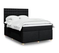 RMIHSJG Letto a molle con materasso, 140 x 190 cm, colore nero, con molle insacchettate, testiera regolabile in altezza, rete a doghe traspirante