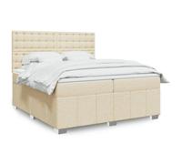 RMIHSJG Letto a molle con materasso color crema, 200 x 200 cm, testiera regolabile in altezza, materasso a molle insacchettate per una tenuta ottimale, comodo coprimaterasso, rete a doghe