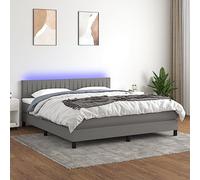 RMIHSJG Letto a molle con materasso e LED grigio scuro, 180 x 200 cm, testiera regolabile in altezza, molle insacchettate e rivestimento traspirante per un sonno riposante, incluso