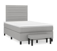 RMIHSJG Letto a molle con materasso, grigio chiaro, 120 x 190 cm, in tessuto, testiera regolabile in altezza, materasso a molle insacchettate, supporto medio, delicato sulla pelle
