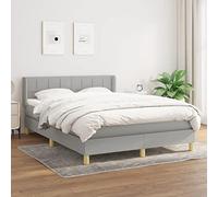RMIHSJG Letto a molle con materasso, grigio chiaro, 140 x 190 cm, in tessuto, testiera regolabile in altezza, materasso a molle insacchettate, supporto medio, delicato sulla pelle