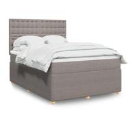 RMIHSJG Letto a molle con materasso, tortora, 140 x 190 cm, in tessuto, con molle insacchettate, illuminazione a LED, testiera regolabile in altezza e cuscino traspirante per un sonno riposante