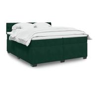 RMIHSJG Letto a molle con materasso, verde scuro, 200 x 200 cm, in velluto, con molle insacchettate, testiera regolabile in altezza, cuscino traspirante, rete a doghe per una tenuta ottimale e