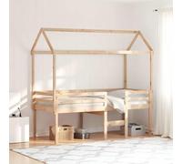 RMIHSJG Letto a soppalco con tetto 80 x 200 cm in legno massello di pino, posto letto con scala integrata e ringhiera di protezione, mobile salvaspazio per un uso ottimale dello spazio, spazio