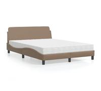 RMIHSJG Letto con materasso Dover Cappuccino Marrone 140 x 200 cm Testiera in ecopelle con design ondulato e materasso in schiuma per un comfort ottimale e un supporto ergonomico