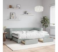 RMIHSJG Letto giornaliero allungabile con cassetti grigio chiaro 90 x 200 cm in velluto, divano letto 2 in 1 come divano e letto matrimoniale con due materassi in schiuma, pratico letto per gli ospiti