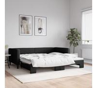 RMIHSJG Letto giornaliero allungabile nero 100 x 200 cm tessuto 2 in 1 divano letto letto letto ospite letto con scatola arrotolabile per soggiorno camera da letto