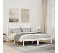 RMIHSJG Letto in legno massello, extra lungo, senza materasso, bianco, 140 x 210 cm, con rete a doghe e testiera in legno di pino per un sonno riposante e spazio aggiuntivo