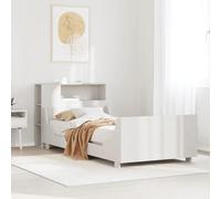 RMIHSJG Letto in legno massello senza materasso bianco 75 x 190 cm in legno di pino con 4 ripiani e rete a doghe per riporre lo spazio e sostenere la schiena, robusto telaio in legno di pino massiccio