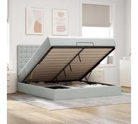 RMIHSJG Letto ottomano con materassi grigio chiaro 160 x 200 cm velluto molle insacchettate e meccanismo idraulico per lo spazio e il comfort ergonomico del sonno