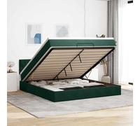 RMIHSJG Letto ottomano con materasso e LED verde scuro, 180 x 200 cm, tessuto di velluto con molle insacchettate e ampio spazio grazie al meccanismo di sollevamento idraulico per un riposo notturno
