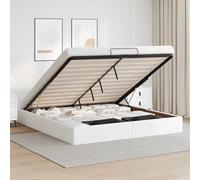 RMIHSJG Letto ottomano senza materasso bianco 180 x 200 cm in ecopelle con meccanismo di sollevamento idraulico e ampio spazio per dormire comodamente e riporre in modo pratico