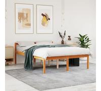 RMIHSJG Letto per anziani in legno massello di pino 135 x 190 cm di colore marrone cera con telaio rialzato e robusta rete a doghe per un sostegno confortevole e un facile accesso