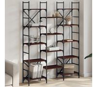 RMIHSJG Libreria marrone effetto rovere, 127,5 x 28,5 x 172,5 cm, materiale in legno, piccolo armadio Cd, scaffalature per soggiorno, stile industriale per cucina, camera da letto, studio, soggiorno