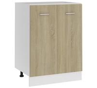 RMIHSJG Lione Sonoma - Mobiletto in legno di quercia 60 x 46 x 81,5 cm, con due ripiani e due ante per riporre la cucina e lo spazio