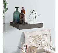 RMIHSJG Mensola a Parete Grigio Lucido 23x23,5x3,8 cm in MDF con Montaggio Invisibile per Oggetti da Collezione e Decorazioni - Scaffale Espositivo Moderno per Arredamento Casa