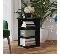 RMIHSJG Mensola laterale nera 35 x 35 x 55 cm, materiale in legno con 3 ripiani per libri e decorazioni, organizer per riporre oggetti, stabile ripiano per divano accanto al tavolo