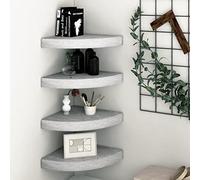 RMIHSJG Mensole Angolari 4 pz Grigio Cemento 35x35x3,8 cm in MDF Scaffali Espositivi per Parete con Montaggio Invisibile Ideali per Decorazioni e Oggetti da Collezione Ripiani