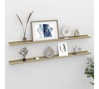 RMIHSJG Mensole da Parete 2 pz Bianco e Rovere Sonoma 115x9x3 cm in MDF Robusto per Interni Decorativi e Organizzazione Pratica con Capacità di Carico 5 kg ciascuna Mensola Sospesa