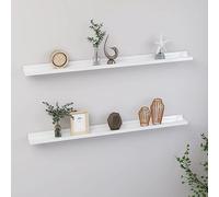 RMIHSJG Mensole da Parete 2 pz Bianco Lucido 100x9x3 cm in MDF Robusto per Interni Moderni - Scaffali Sospesi Decorativi con Capacità di Carico 5 kg per Piante Grasse Libri e Oggetti