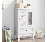 RMIHSJG Mobile con 5 cassetti e 2 scomparti in bianco, organizer per ufficio e soggiorno, con anta in acrilico in MDF e legno di pino, effetto anticato,