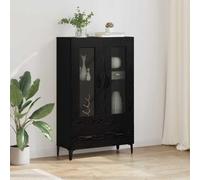 RMIHSJG Mobile con cassetti in rovere nero, 70 x 31 x 115 cm, con ante in vetro trasparente e ripiani per soggiorno, mobili moderni con molto