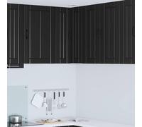 RMIHSJG Mobile da cucina moderno in legno nero 57 x 57 x 80 cm con ante scorrevoli e scomparti multipli per una comoda conservazione e un design elegante della stanza