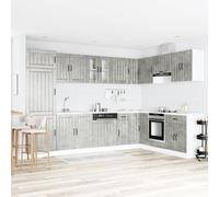 RMIHSJG Mobile da cucina moderno Lucca grigio cemento 80 x 46 x 81,5 cm in legno con ante a filo e maniglie nere per cucine contemporanee - soluzione di archiviazione