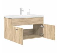 RMIHSJG Mobile lavabo con lavabo e rubinetto in rovere Sonoma, armadio da bagno con funzione di trabocco e montaggio a parete per un uso ottimale dello spazio, con rubinetto incluso