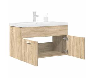 RMIHSJG Mobile lavabo con lavabo e rubinetto in rovere Sonoma, armadio da bagno con funzione di trabocco e montaggio a parete per un uso ottimale dello spazio, con rubinetto incluso