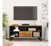 RMIHSJG Mobile TV 100x33x46cm in Legno Massello Mango e Multistrato con 4 Scomparti a Giorno e 1 Cassetto, Struttura Robusta e Design Elegante per Soggiorno, Credenza Bassa con Piano
