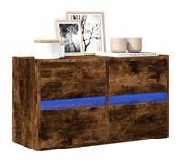 RMIHSJG Mobile TV a Parete con Luci LED Rovere Fumo 80x31x45 cm, 4 Cassetti per Ottimizzazione Spazio e Illuminazione RGB Personalizzabile, Design Sospeso Salvaspazio per Soggiorno