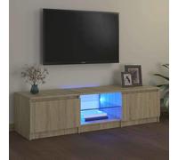 RMIHSJG Mobile TV con luci a LED, in rovere Sonoma, con cassetti, 140 x 40 x 36 cm