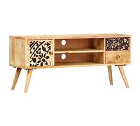 RMIHSJG Mobile TV in Legno Massello di Mango Stile Industriale 100x30x45 cm con 2 Scomparti 2 Cassetti e 1 Anta per Soggiorno Credenza Madia Bassa Design Retrò Unico Venature Naturali