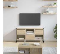 RMIHSJG Mobile TV industriale Sonoma 100 x 36 x 49,5 cm in legno con gambe in acciaio e due ripiani per dispositivi multimediali, design sottile con fascino rustico