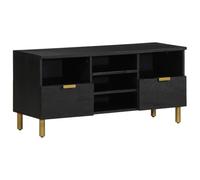 RMIHSJG Mobile TV nero, 100 x 33 x 46 cm, materiale in legno con manici in metallo e ampio spazio per soggiorno, robusto pannello basso con stile industriale, facile da pulire e durevole