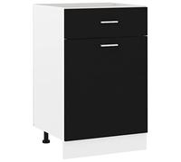 RMIHSJG Mobiletto a cassetto Lione, nero, 50 x 46 x 81,5 cm, in legno con cassetto e due ripiani per la conservazione e l'ordine, funzionale spazio per ciotole, piatti, pentole