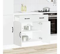 RMIHSJG Mobiletto da cucina Kalmar bianco in legno con piedini regolabili e pratiche ante per uno spazio ottimale. Questo mobile da cucina in robusto legno di colore bianco
